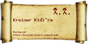 Kreiner Klára névjegykártya