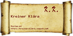 Kreiner Klára névjegykártya